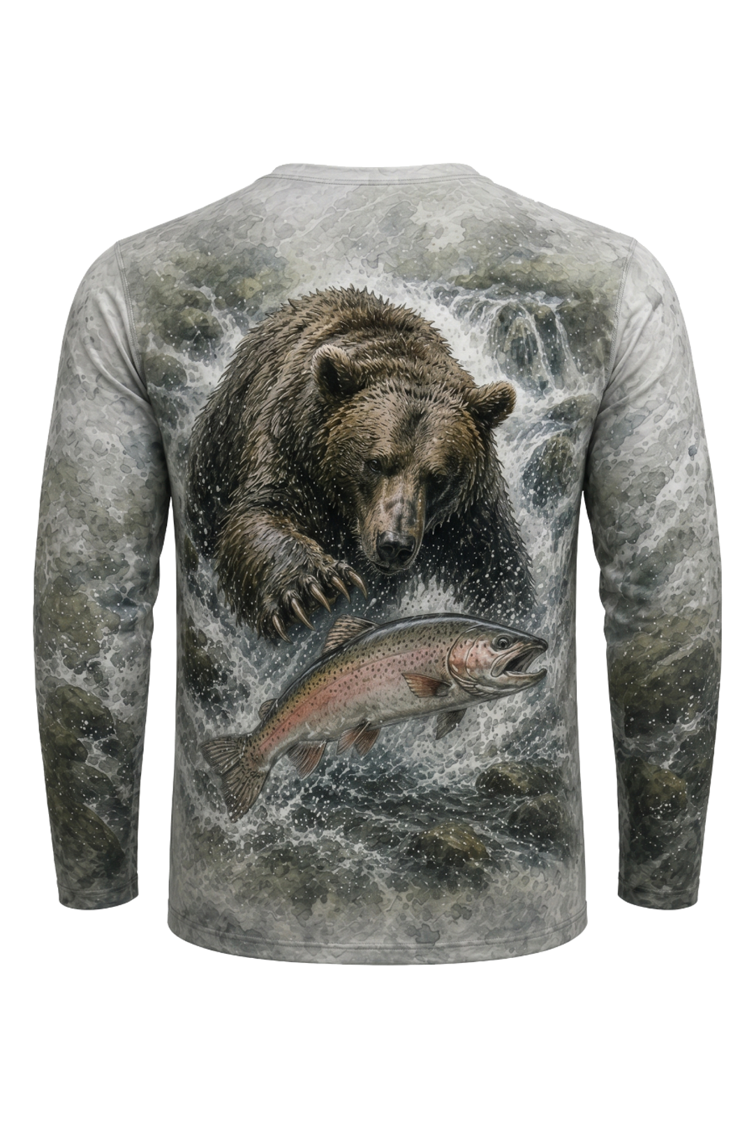 Performance Fishing Long Sleeve - Bear & Trout  - AOF89 mockup artwork side