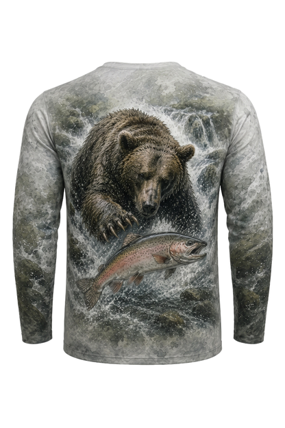 Performance Fishing Long Sleeve - Bear & Trout  - AOF89 mockup artwork side