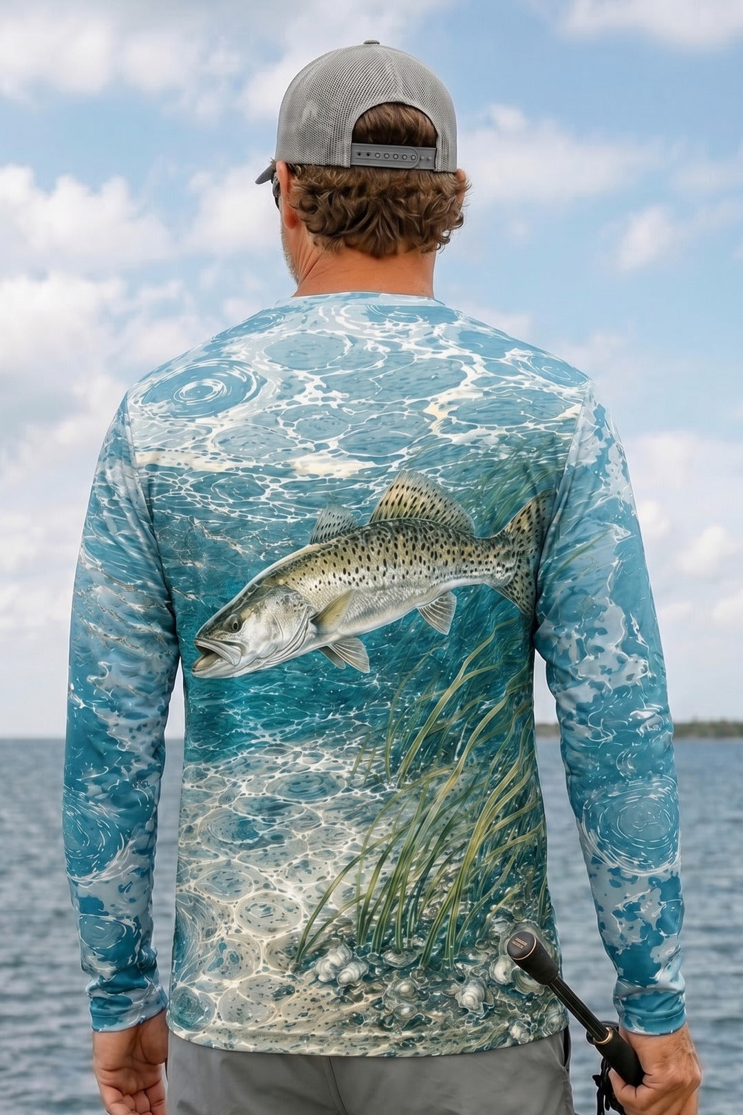 Performance Fishing Long Sleeve - Blue Current Speckled Trout - RT06 lifestyle artwork side