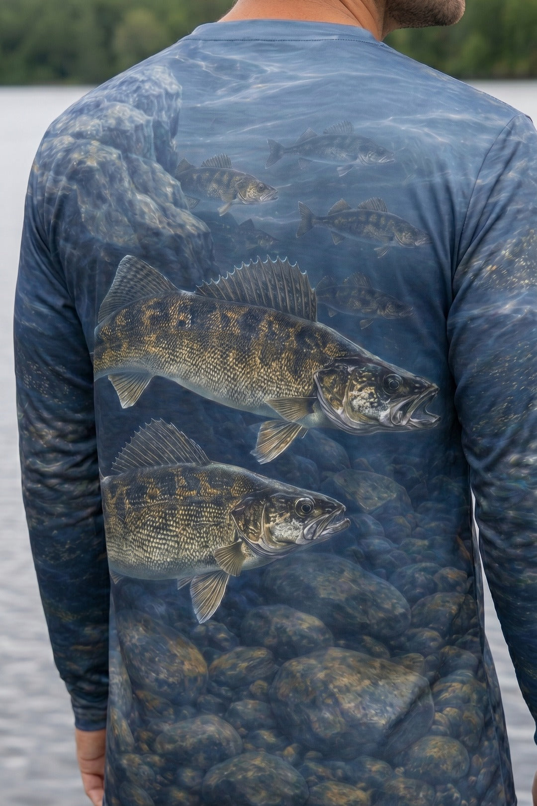 Performance Fishing Long Sleeve - Blue Rock Walleye - AOF109 lifestyle artwork zoom