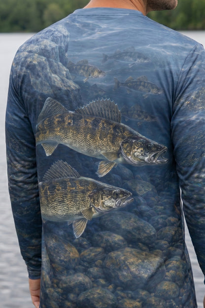Performance Fishing Long Sleeve - Blue Rock Walleye - AOF109 lifestyle artwork zoom