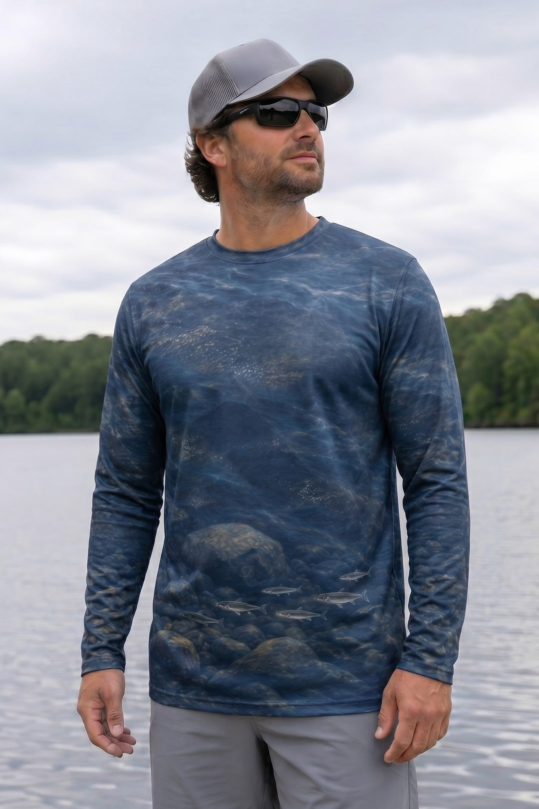 Performance Fishing Long Sleeve - Blue Rock Walleye - AOF109 lifestyle opposite side