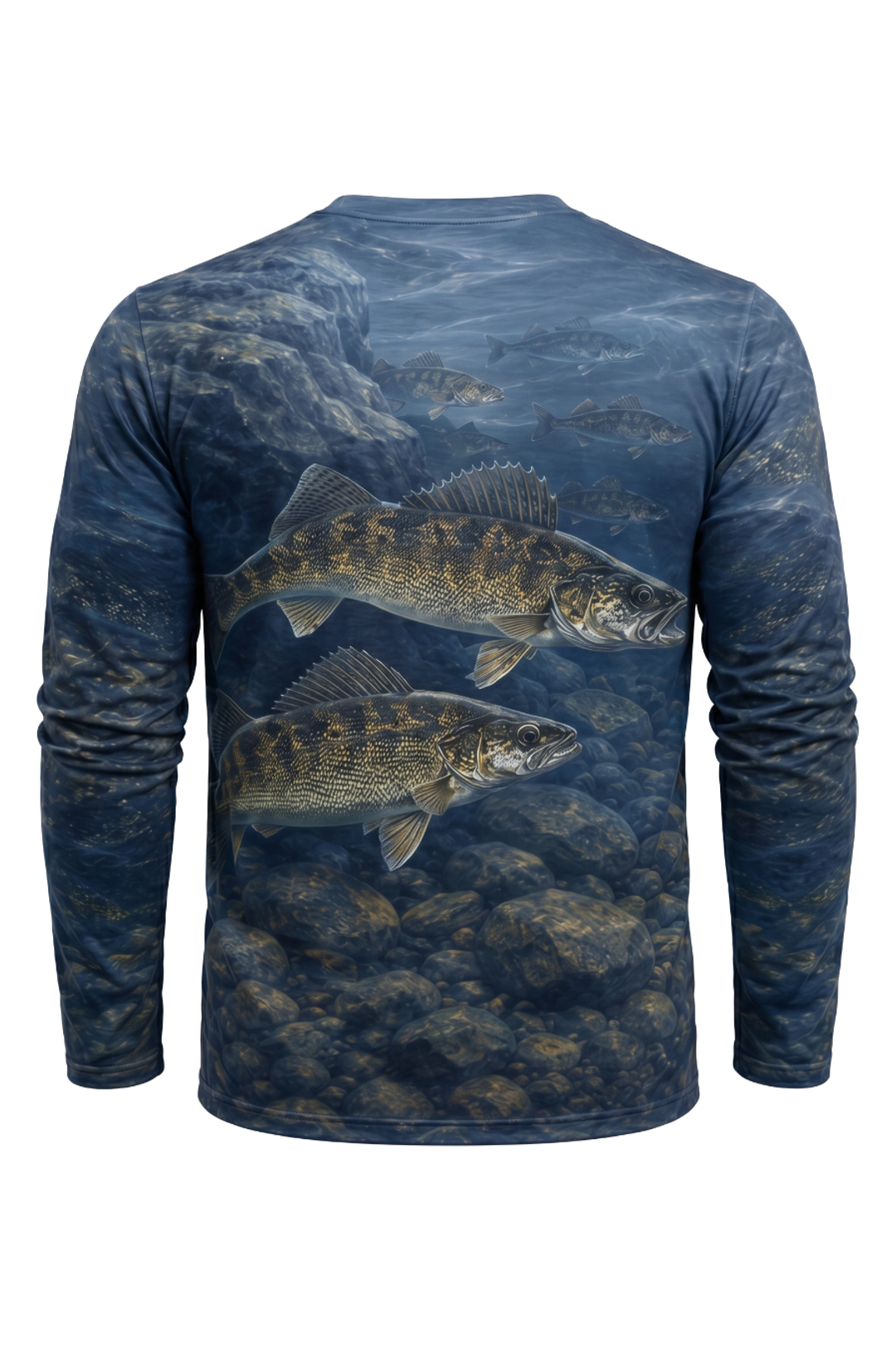 Performance Fishing Long Sleeve - Blue Rock Walleye - AOF109 mockup artwork side