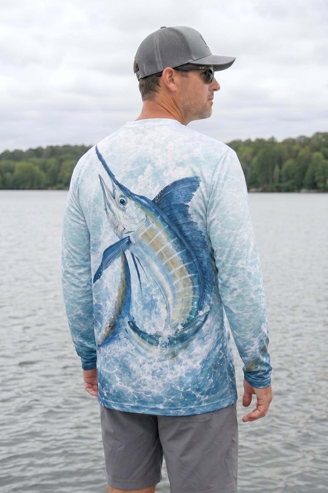 Performance Fishing Long Sleeve - Blue Surge Marlin - AOF113 lifestyle artwork side