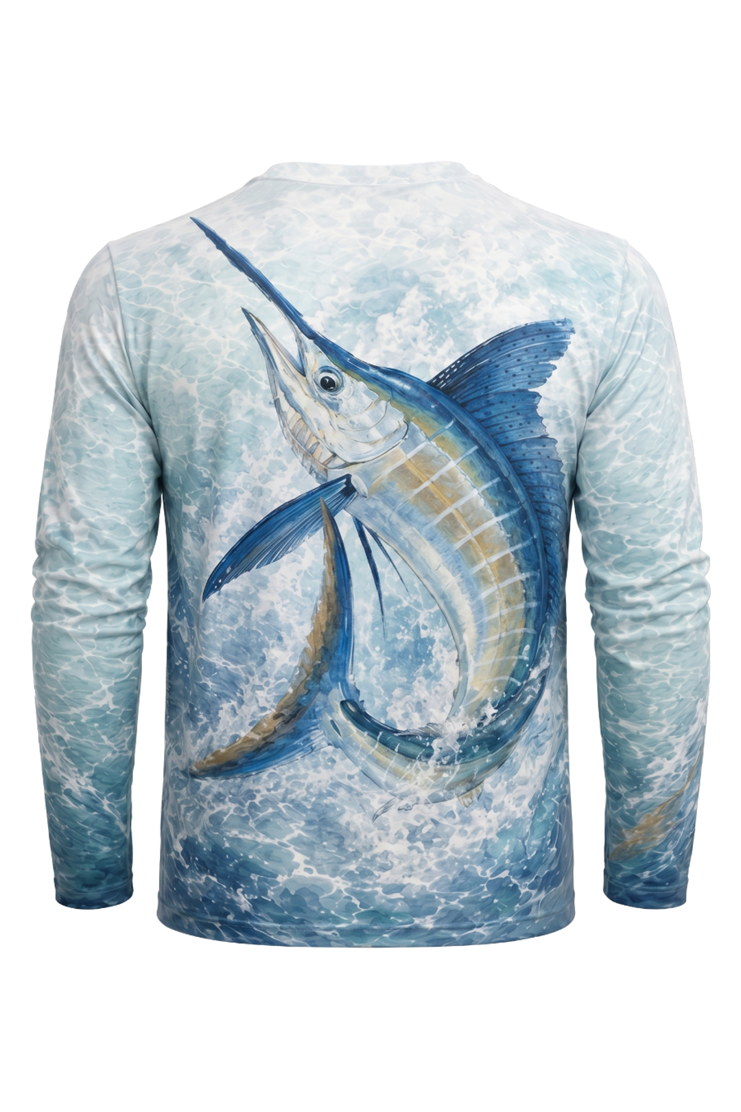 Performance Fishing Long Sleeve - Blue Surge Marlin - AOF113 mockup artwork side