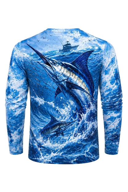 Performance Fishing Long Sleeve - Bluewater Marlin Strike - RS11 mockup artwork side