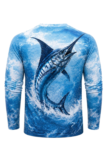 Performance Fishing Long Sleeve - Bluewater Marlin Surge - RS10 mockup artwork side