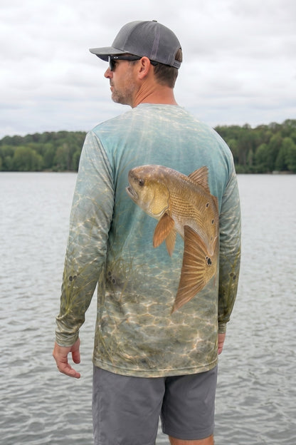 Performance Fishing Long Sleeve - Bronze Tide Redfish - AOF117 lifestyle artwork side