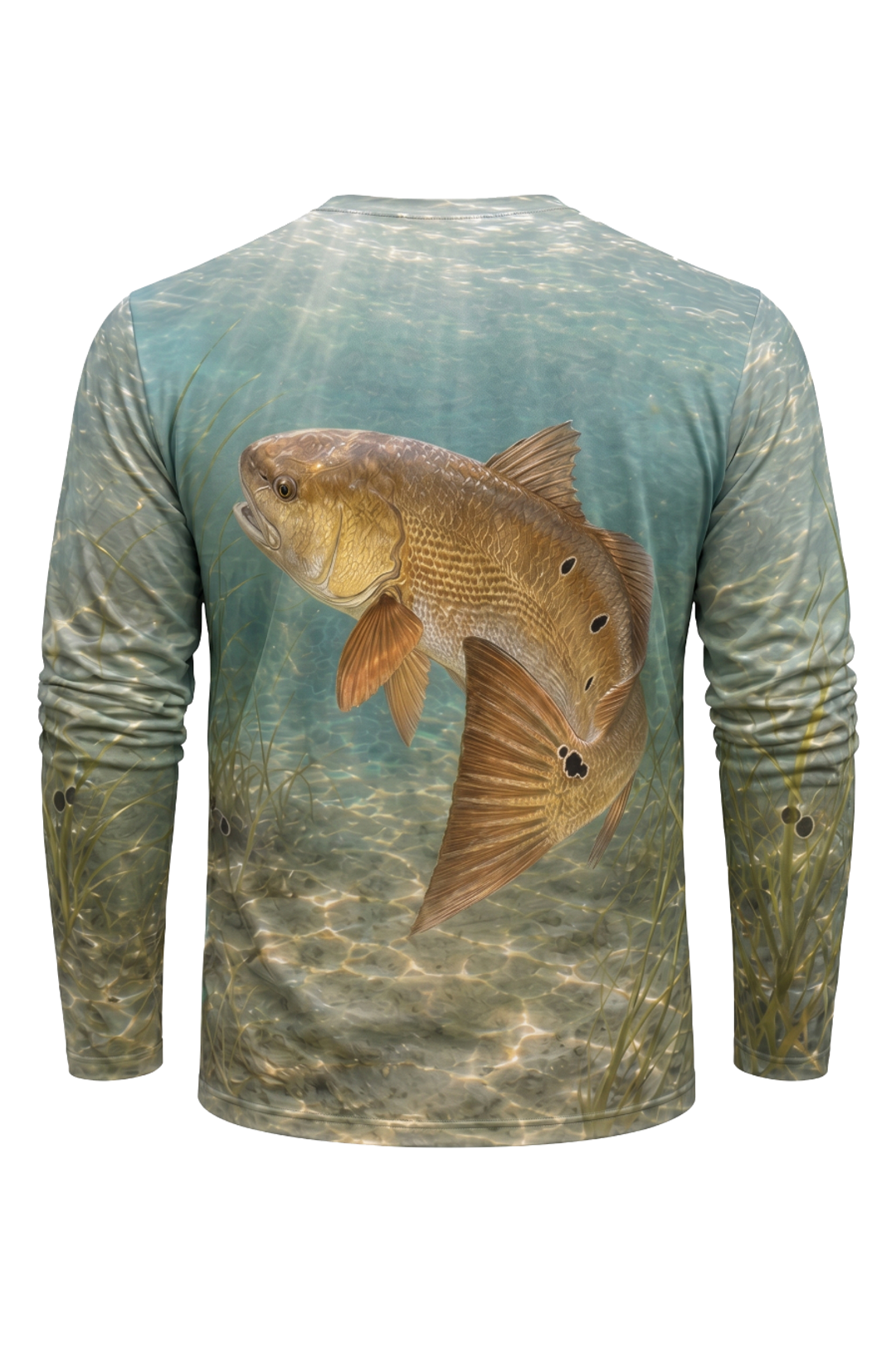 Performance Fishing Long Sleeve - Bronze Tide Redfish - AOF117 mockup artwork side