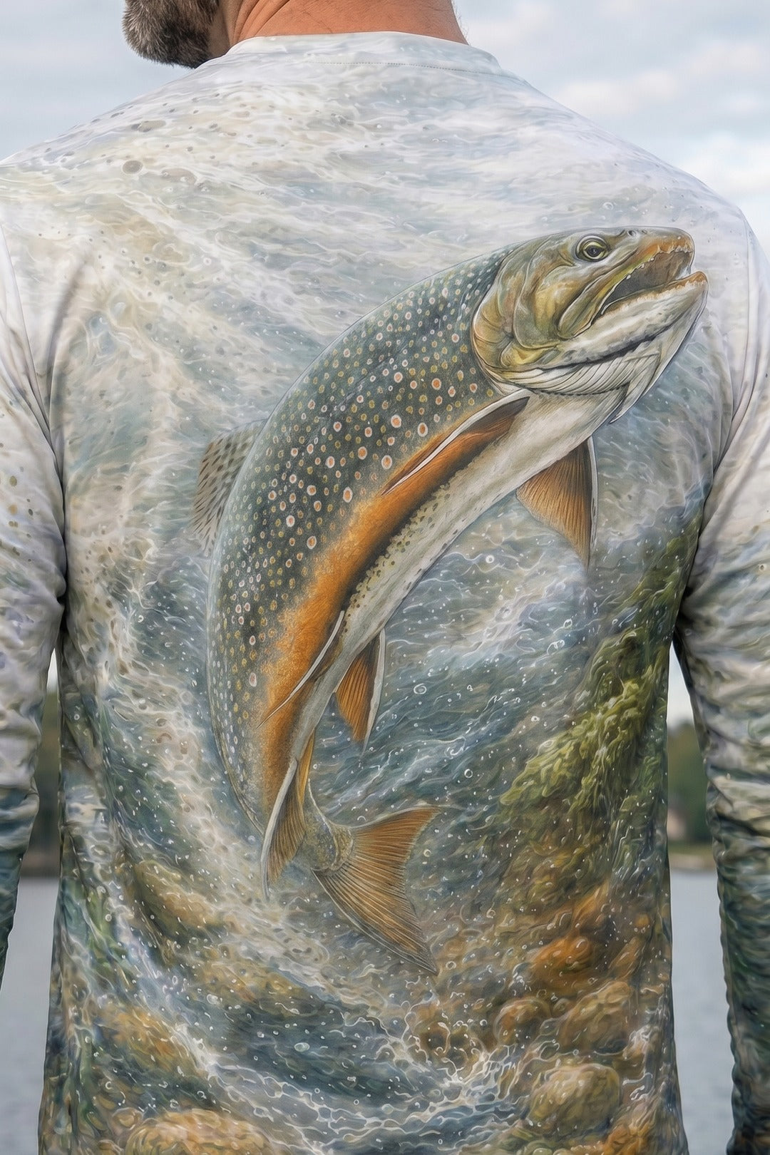 Performance Fishing Long Sleeve - Brook Trout Boulder Run - AOF55 lifestyle artwork zoom