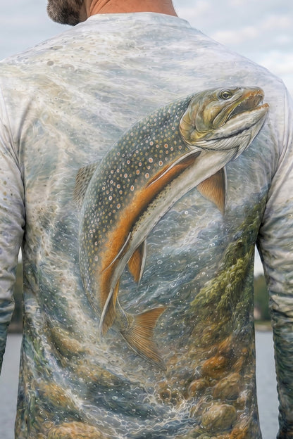 Performance Fishing Long Sleeve - Brook Trout Boulder Run - AOF55 lifestyle artwork zoom