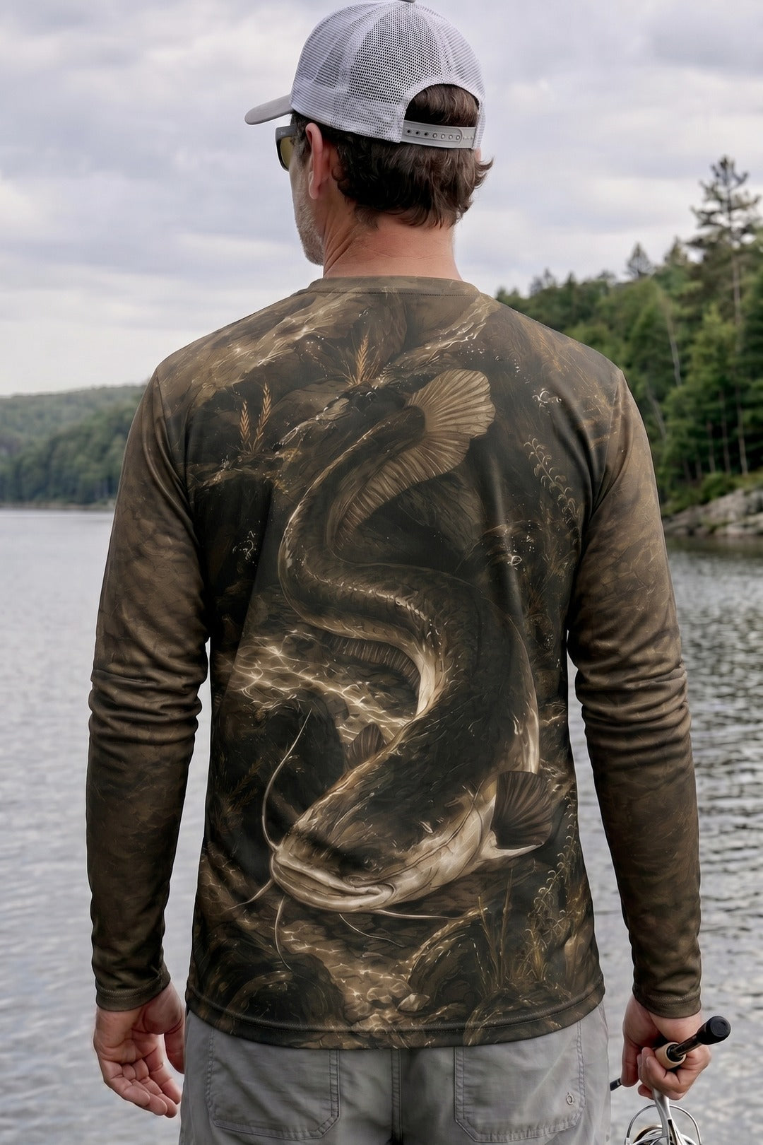 Performance Fishing Long Sleeve - Catfish Riverbed Phantom - AOF44 lifestyle artwork side