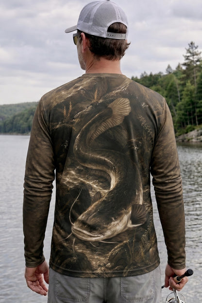 Performance Fishing Long Sleeve - Catfish Riverbed Phantom - AOF44 lifestyle artwork side
