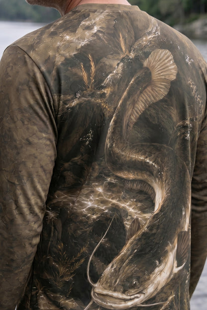 Performance Fishing Long Sleeve - Catfish Riverbed Phantom - AOF44 lifestyle artwork zoom