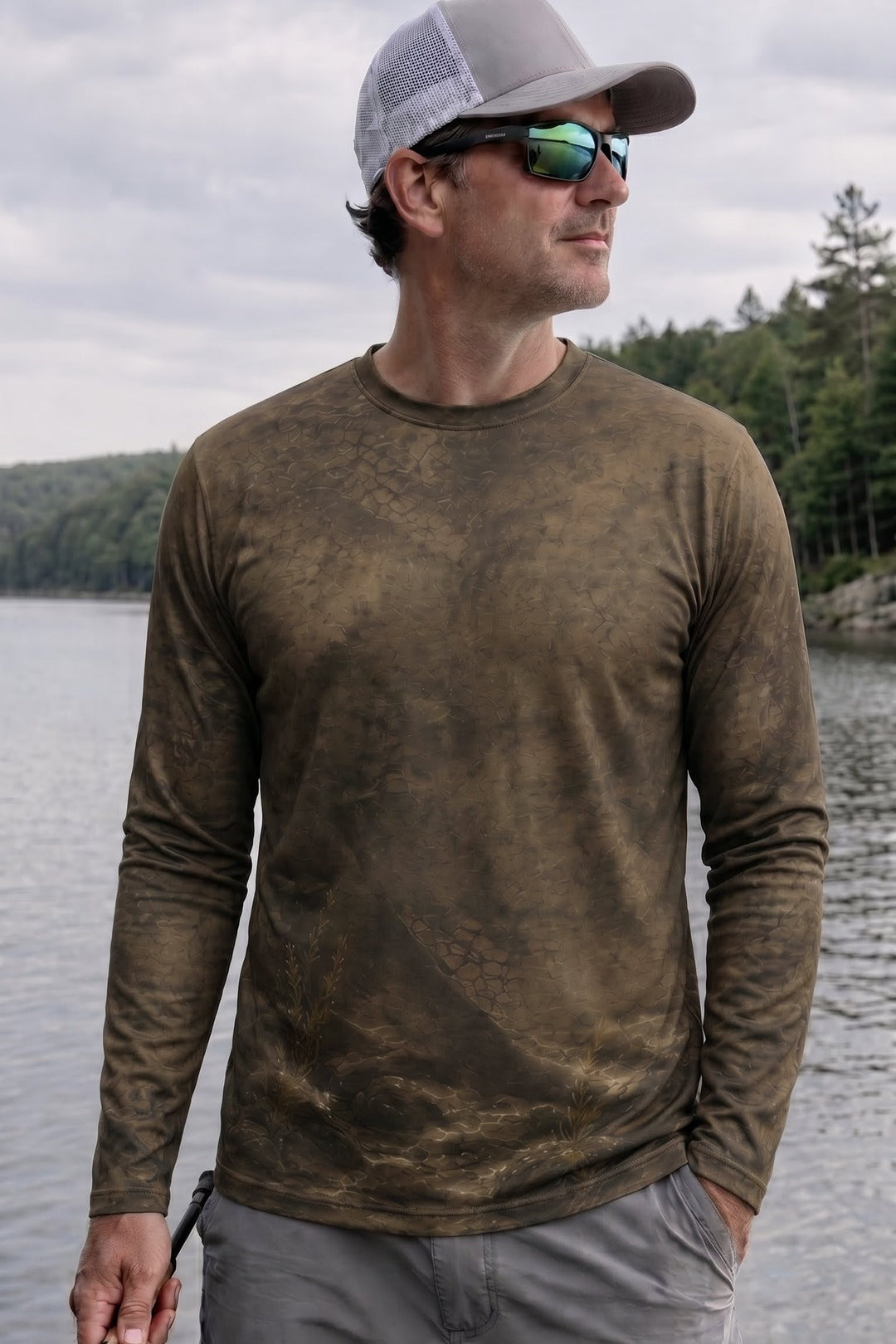 Performance Fishing Long Sleeve - Catfish Riverbed Phantom - AOF44 lifestyle opposite side