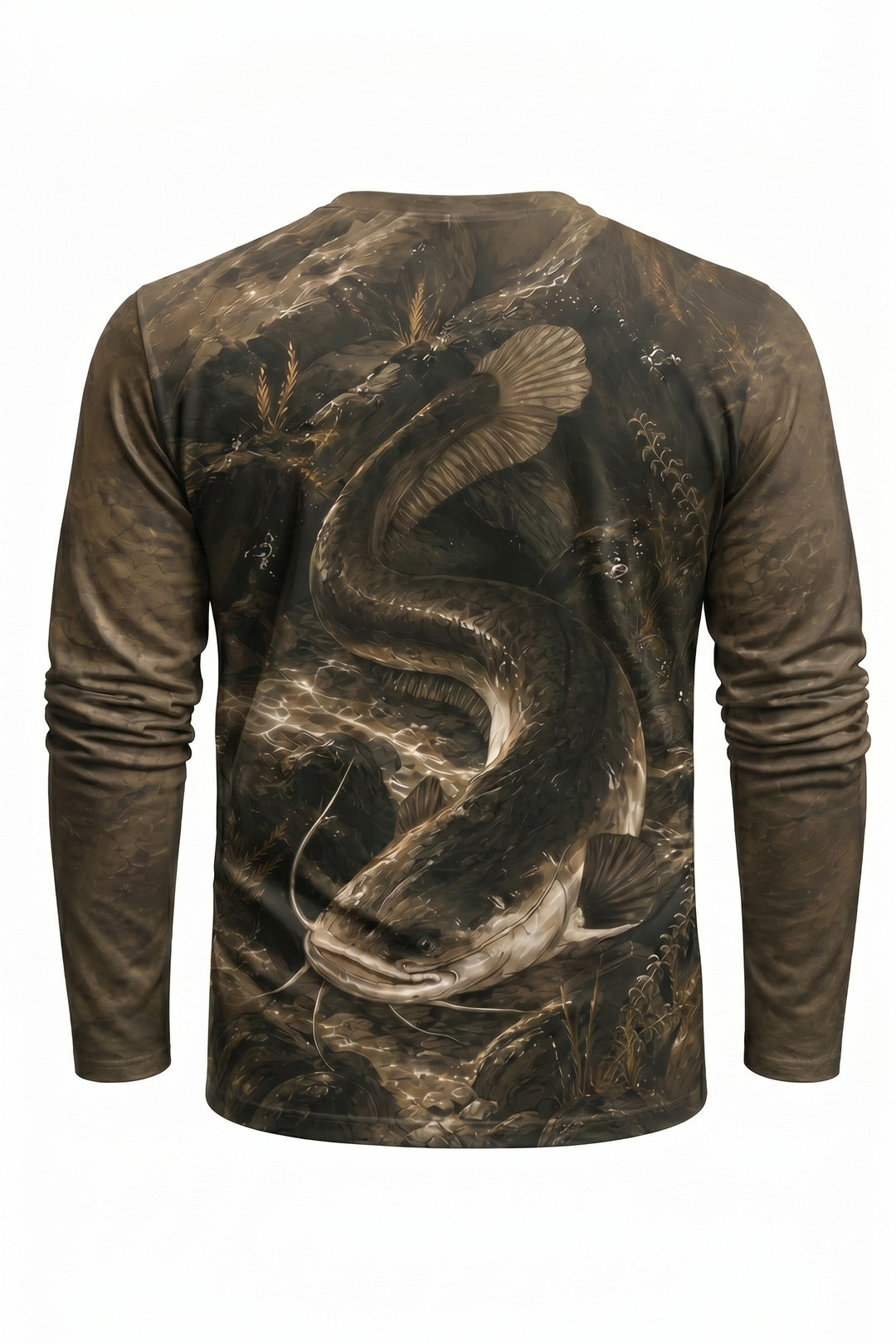 Performance Fishing Long Sleeve - Catfish Riverbed Phantom - AOF44 mockup artwork side