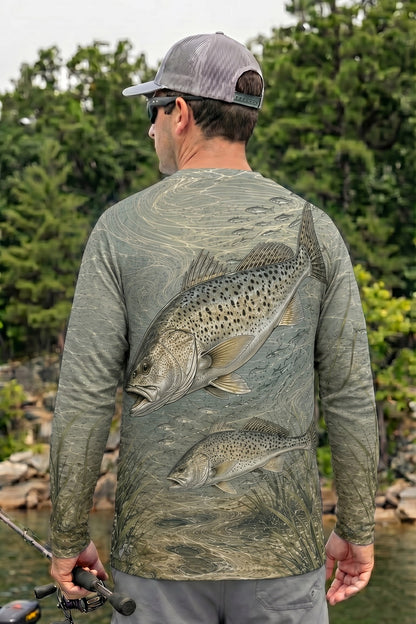 Performance Fishing Long Sleeve - Clear Current Trout - RT01 lifestyle artwork side
