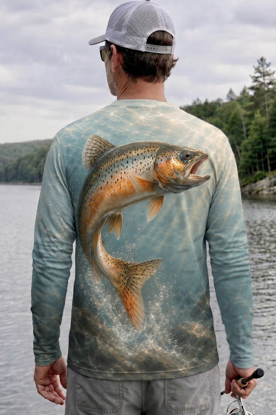 Performance Fishing Long Sleeve - Clear Spring Trout - AOF65 lifestyle artwork side