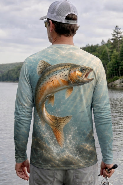 Performance Fishing Long Sleeve - Clear Spring Trout - AOF65 lifestyle artwork side