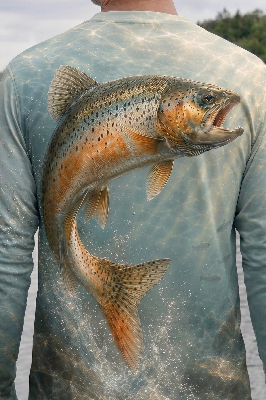 Performance Fishing Long Sleeve - Clear Spring Trout - AOF65 lifestyle artwork zoom