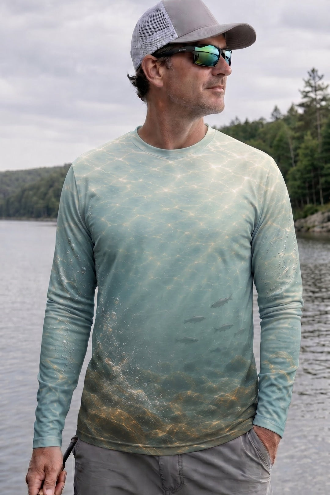 Performance Fishing Long Sleeve - Clear Spring Trout - AOF65 lifestyle opposite side