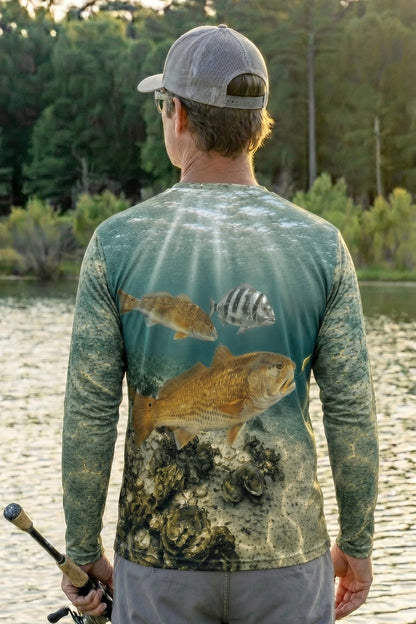Performance Fishing Long Sleeve - Clearwater Reef Redfish Hunt - RRF03 lifestyle artwork side