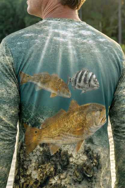 Performance Fishing Long Sleeve - Clearwater Reef Redfish Hunt - RRF03 lifestyle artwork zoom