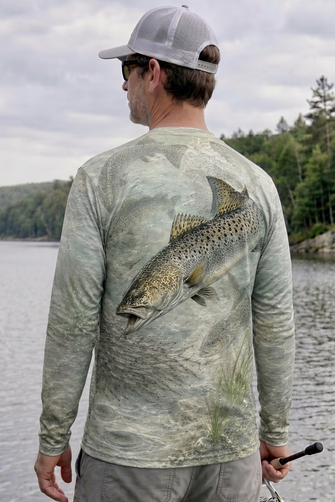 Performance Fishing Long Sleeve - Clearwater Speckled Trout Run - RT02 lifestyle artwork side