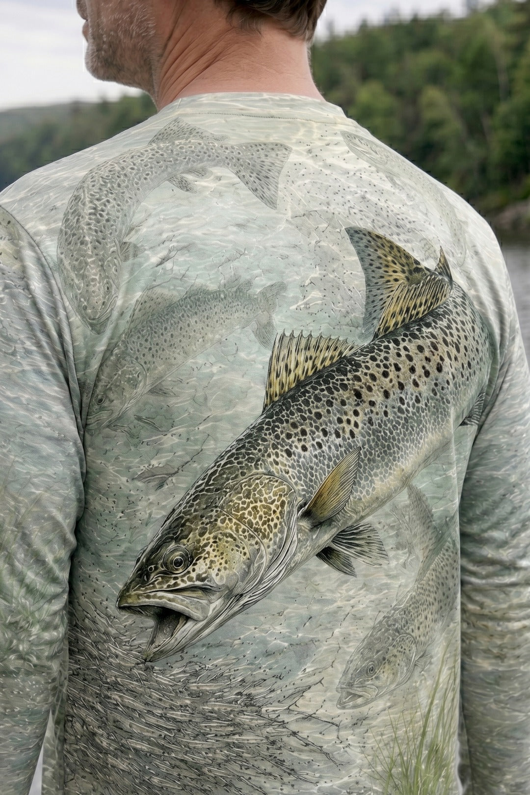 Performance Fishing Long Sleeve - Clearwater Speckled Trout Run - RT02 lifestyle artwork zoom