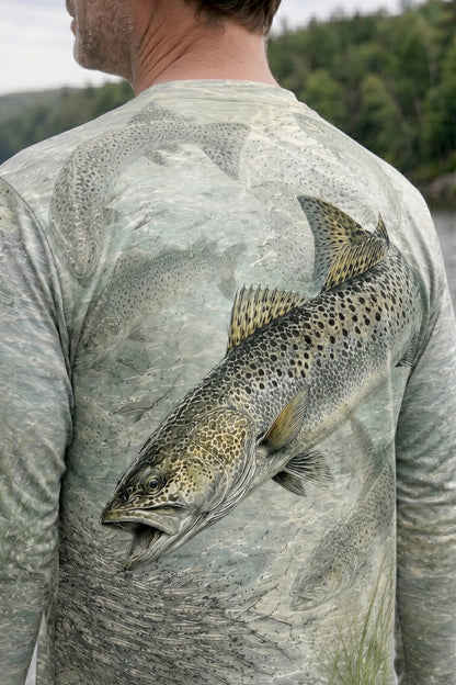Performance Fishing Long Sleeve - Clearwater Speckled Trout Run - RT02 lifestyle artwork zoom