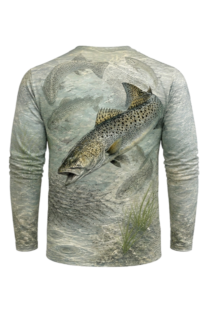Performance Fishing Long Sleeve - Clearwater Speckled Trout Run - RT02 mockup artwork side