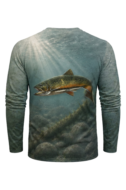 Performance Fishing Long Sleeve - Cold Creek Brook Trout - AOF68 mockup artwork side