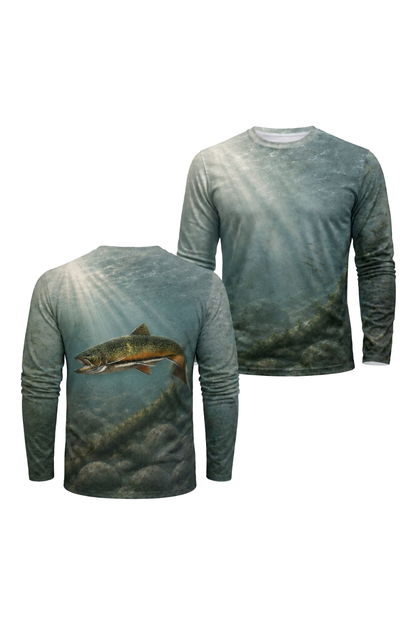 Performance Fishing Long Sleeve - Cold Creek Brook Trout - AOF68 two shirts front artwork
