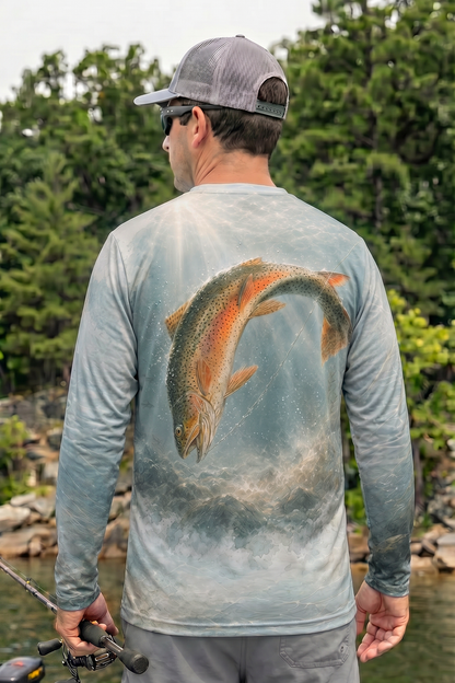 Performance Fishing Long Sleeve - Cold Current Trout Strike - AOF67 lifestyle artwork side