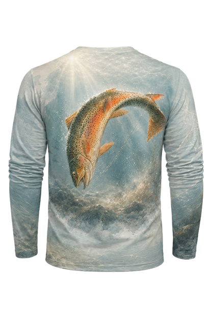 Performance Fishing Long Sleeve - Cold Current Trout Strike - AOF67 mockup artwork side