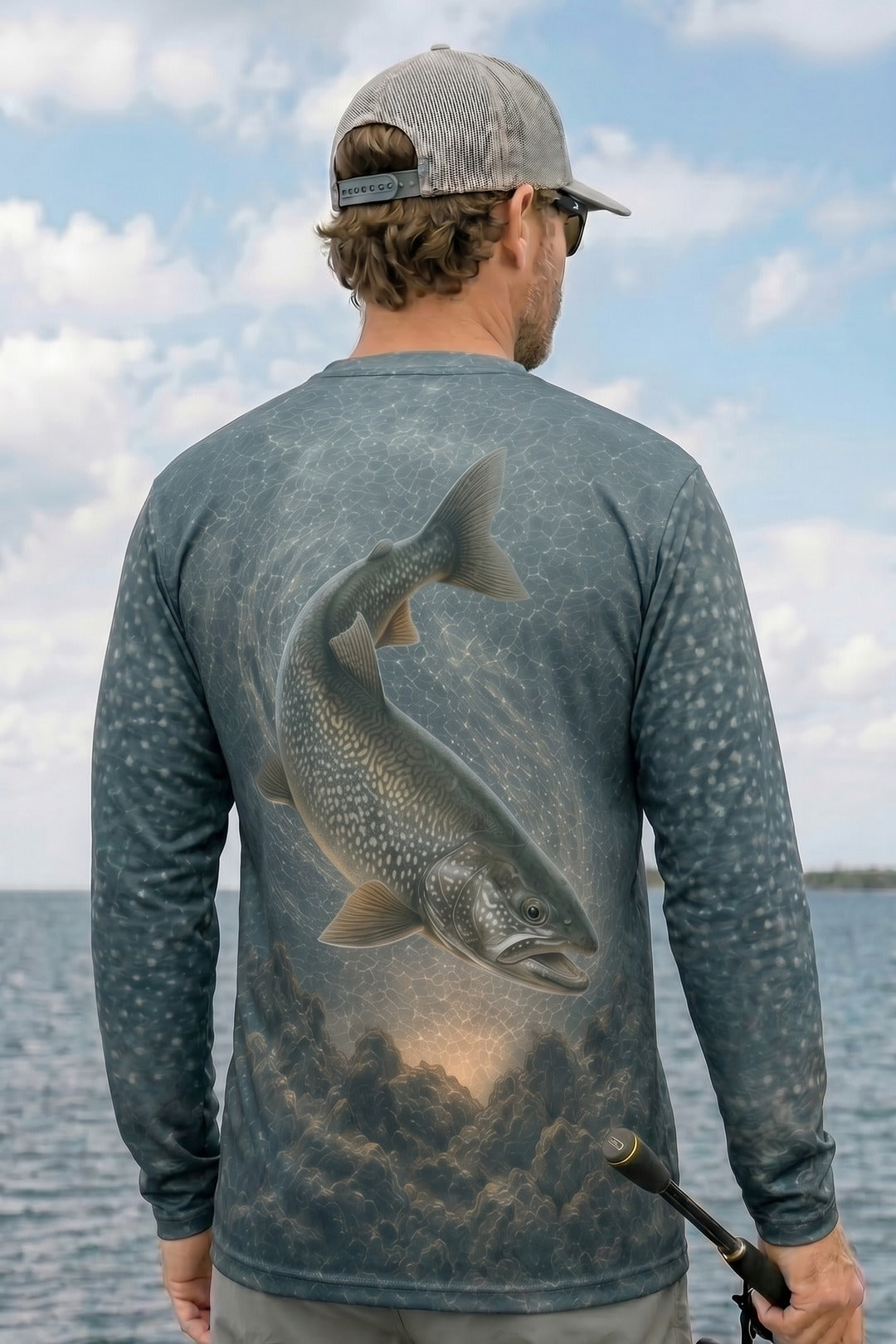 Performance Fishing Long Sleeve - Cold Reef Laker - AOF86 lifestyle artwork side