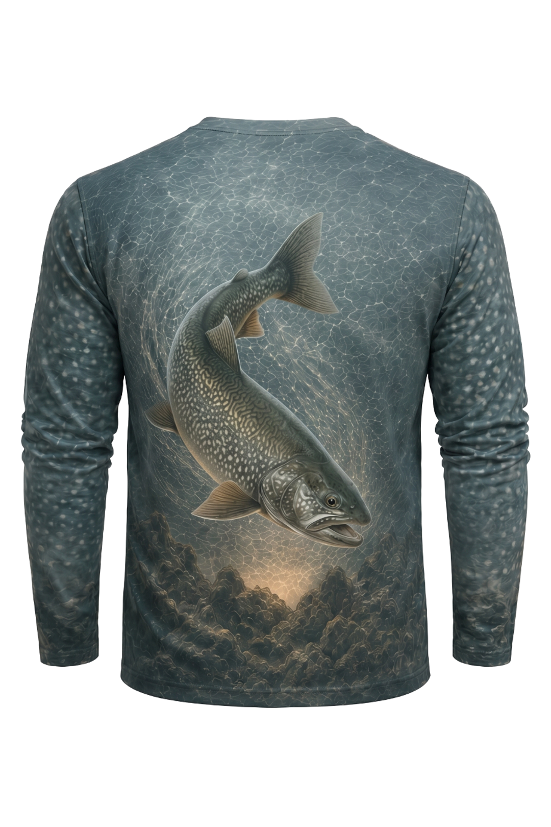 Performance Fishing Long Sleeve - Cold Reef Laker - AOF86 mockup artwork side