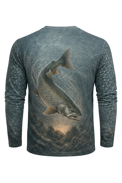 Performance Fishing Long Sleeve - Cold Reef Laker - AOF86 mockup artwork side