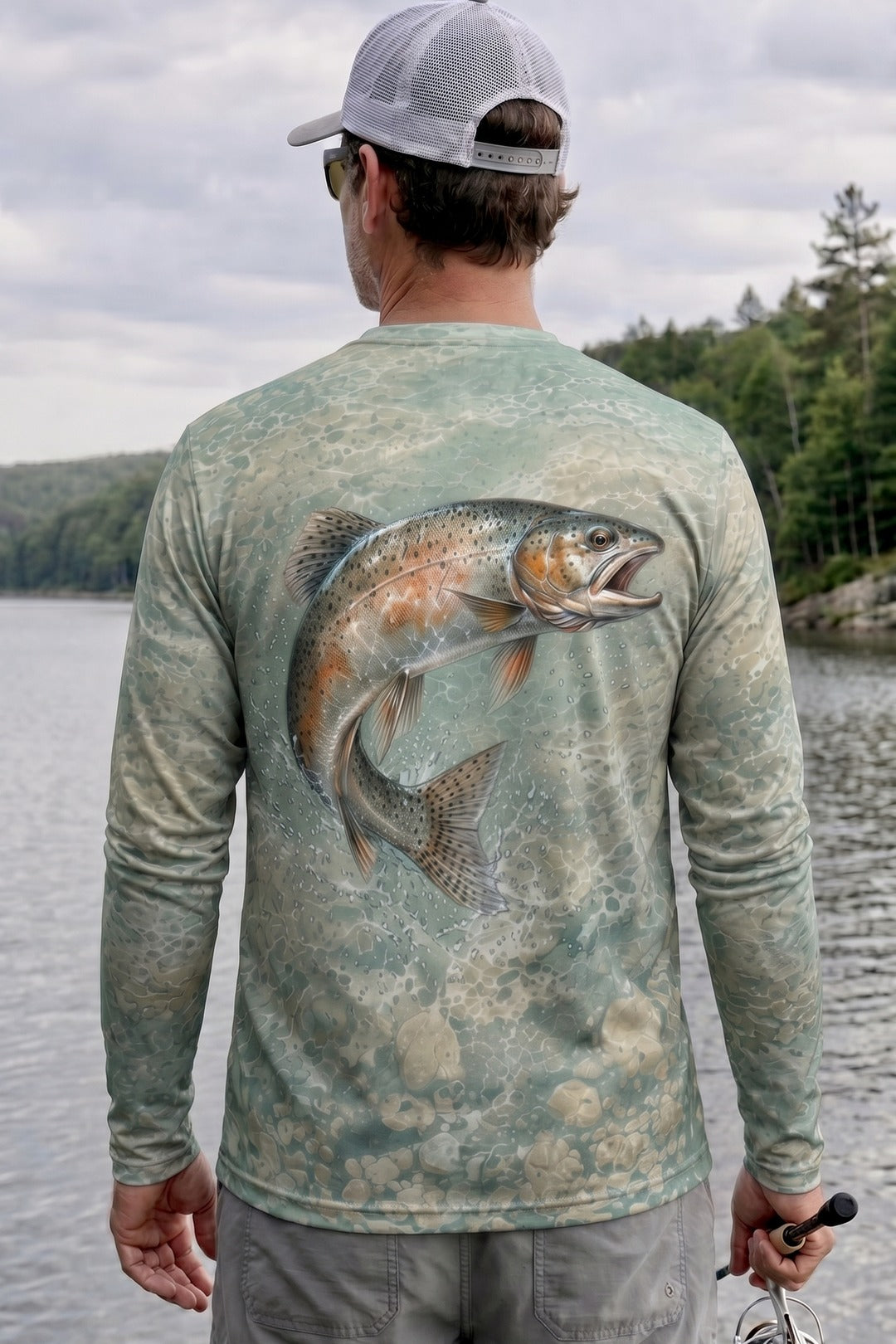 Performance Fishing Long Sleeve - Cold Sage Trout Drift - AOF64 lifestyle artwork side