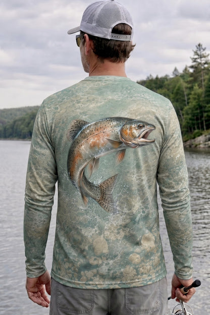 Performance Fishing Long Sleeve - Cold Sage Trout Drift - AOF64 lifestyle artwork side