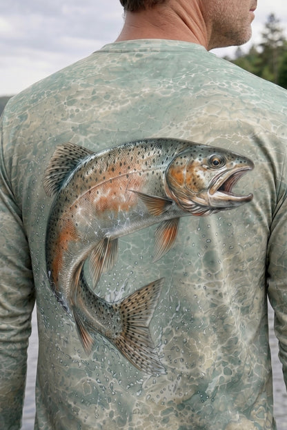 Performance Fishing Long Sleeve - Cold Sage Trout Drift - AOF64 lifestyle artwork zoom