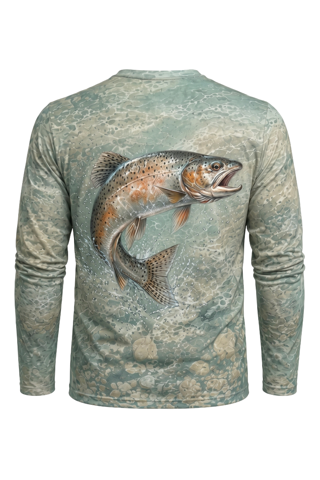 Performance Fishing Long Sleeve - Cold Sage Trout Drift - AOF64 mockup artwork side