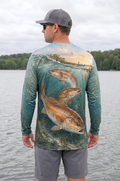 Performance Fishing Long Sleeve - Copper Redfish Flats - AOF124 image 2