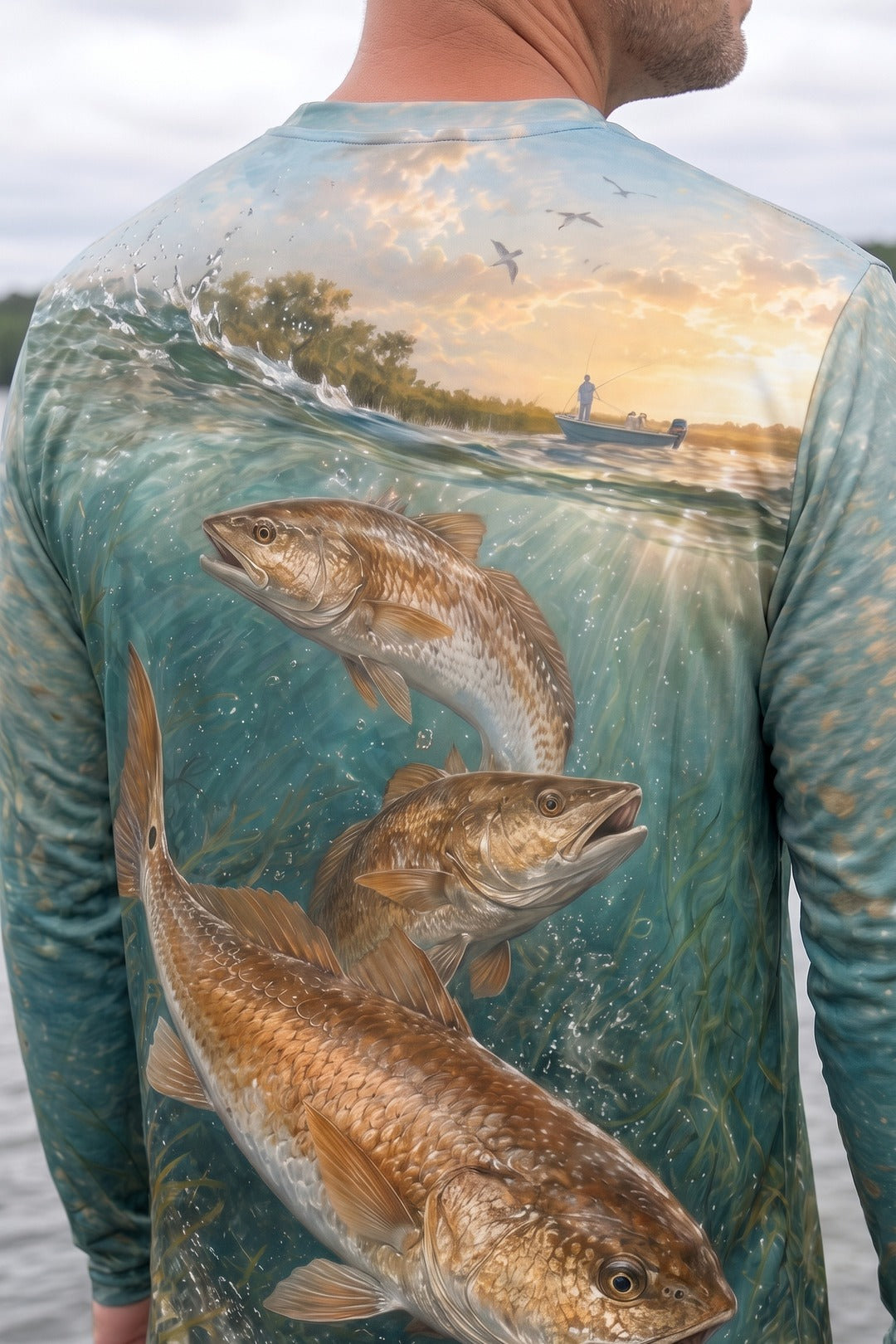 Performance Fishing Long Sleeve - Copper Redfish Flats - AOF124 image 4