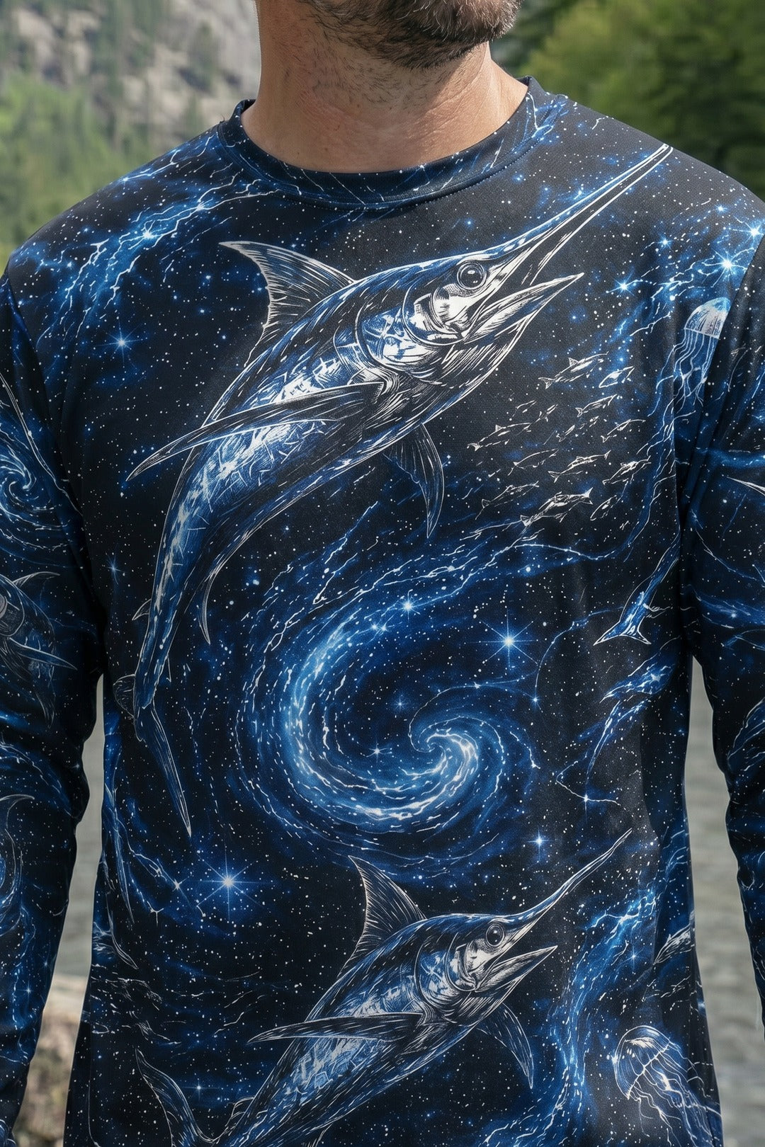 Performance Fishing Long Sleeve - Cosmic Billfish Vortex - RS09 lifestyle artwork zoom