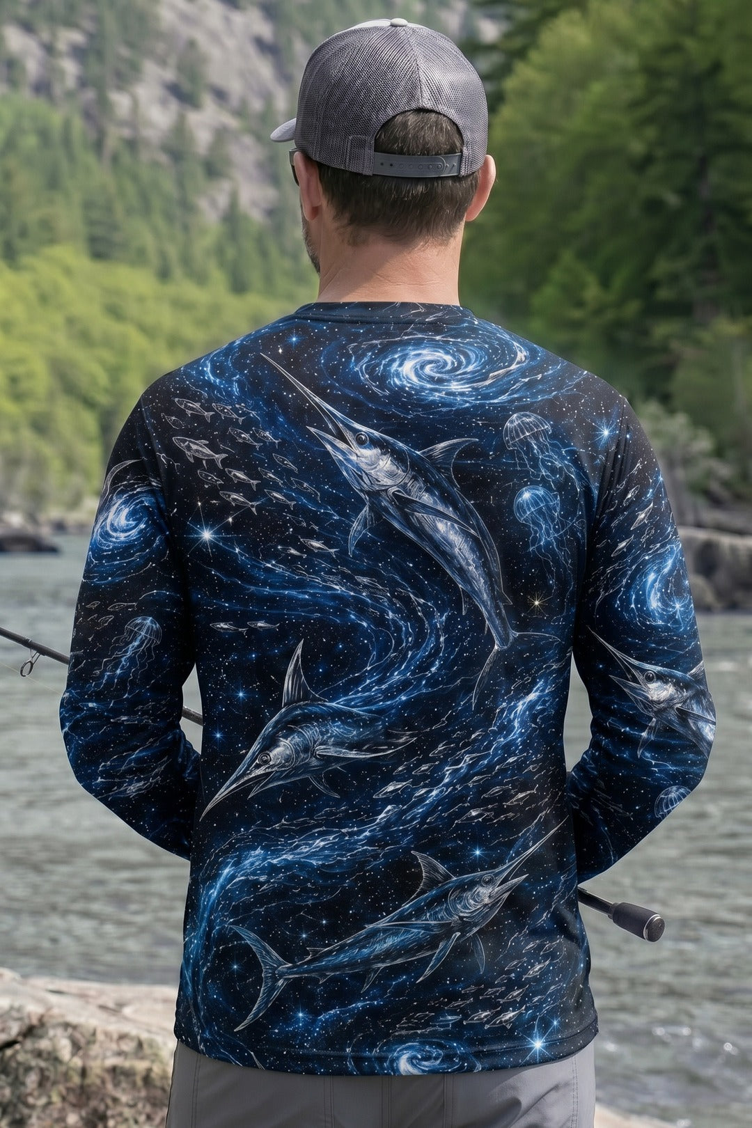 Performance Fishing Long Sleeve - Cosmic Billfish Vortex - RS09 lifestyle opposite side