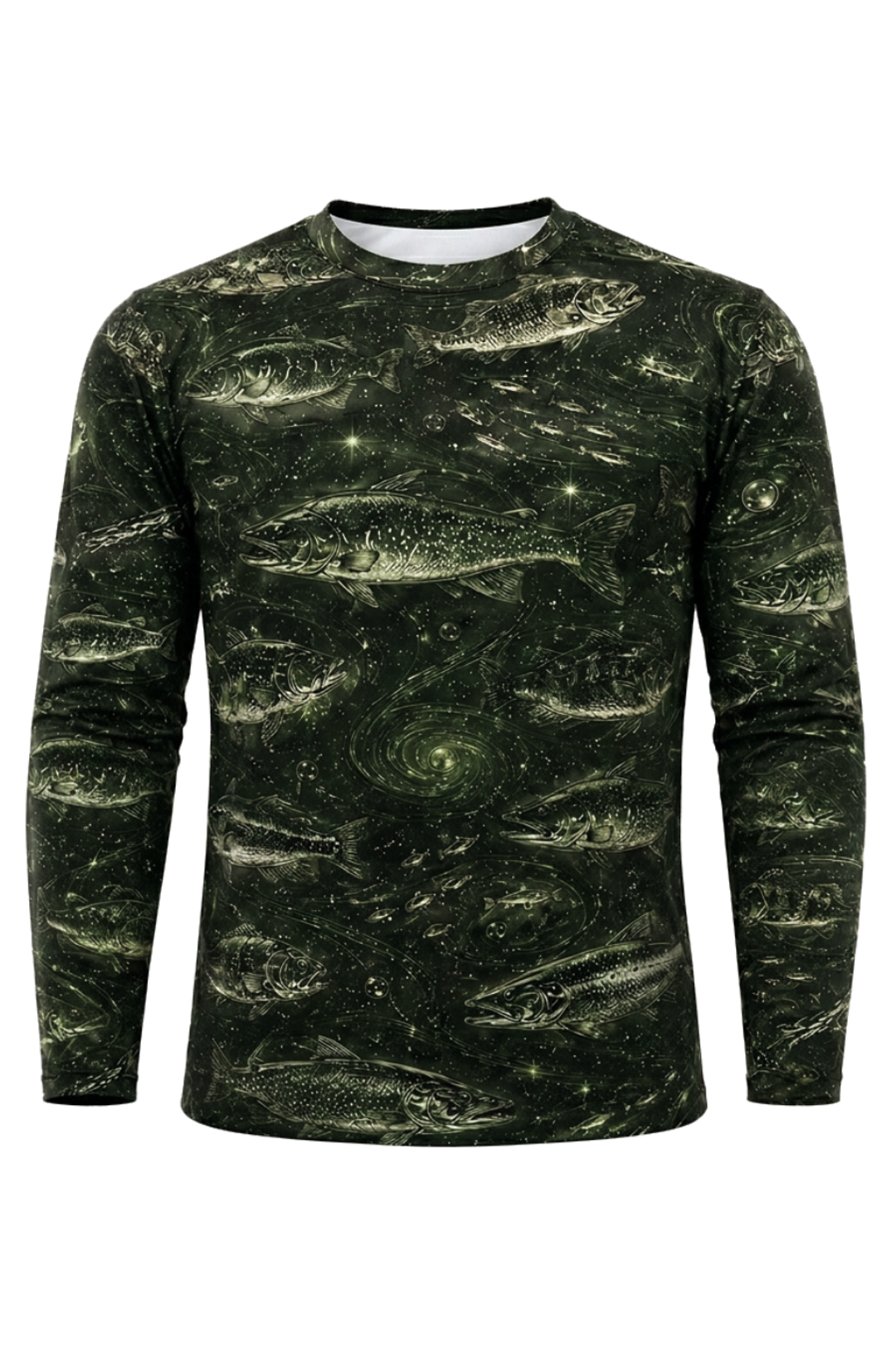 Performance Fishing Long Sleeve - Cosmic Green Fish Pattern - RP01 mockup opposite side