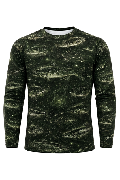 Performance Fishing Long Sleeve - Cosmic Green Fish Pattern - RP01 mockup opposite side
