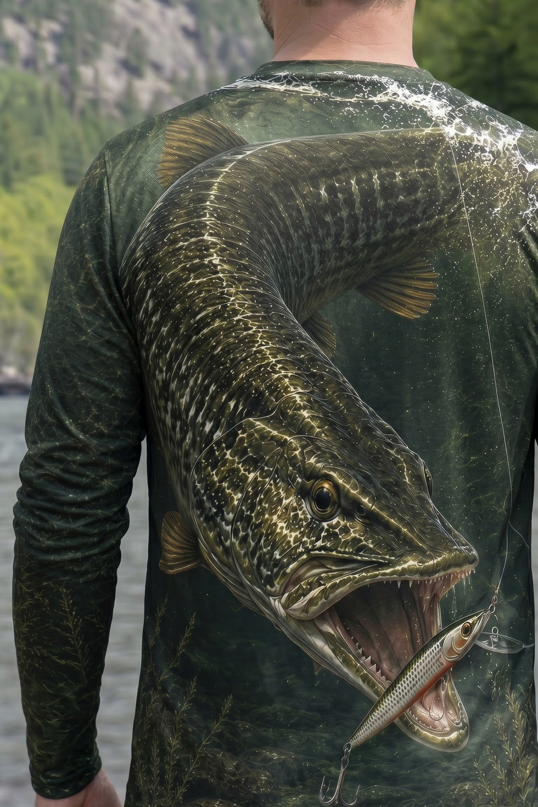 Performance Fishing Long Sleeve - Dark River Musky Strike - RM04 lifestyle artwork zoom