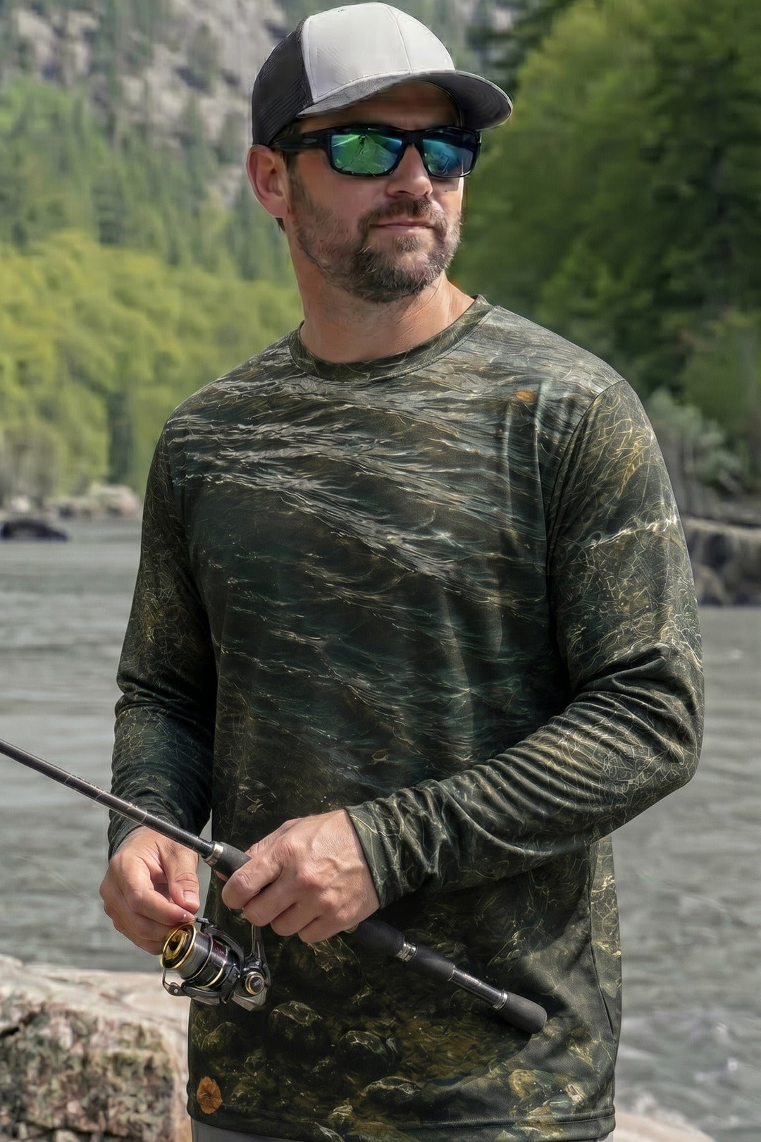 Performance Fishing Long Sleeve - Dark River Musky Strike - RM04 lifestyle opposite side